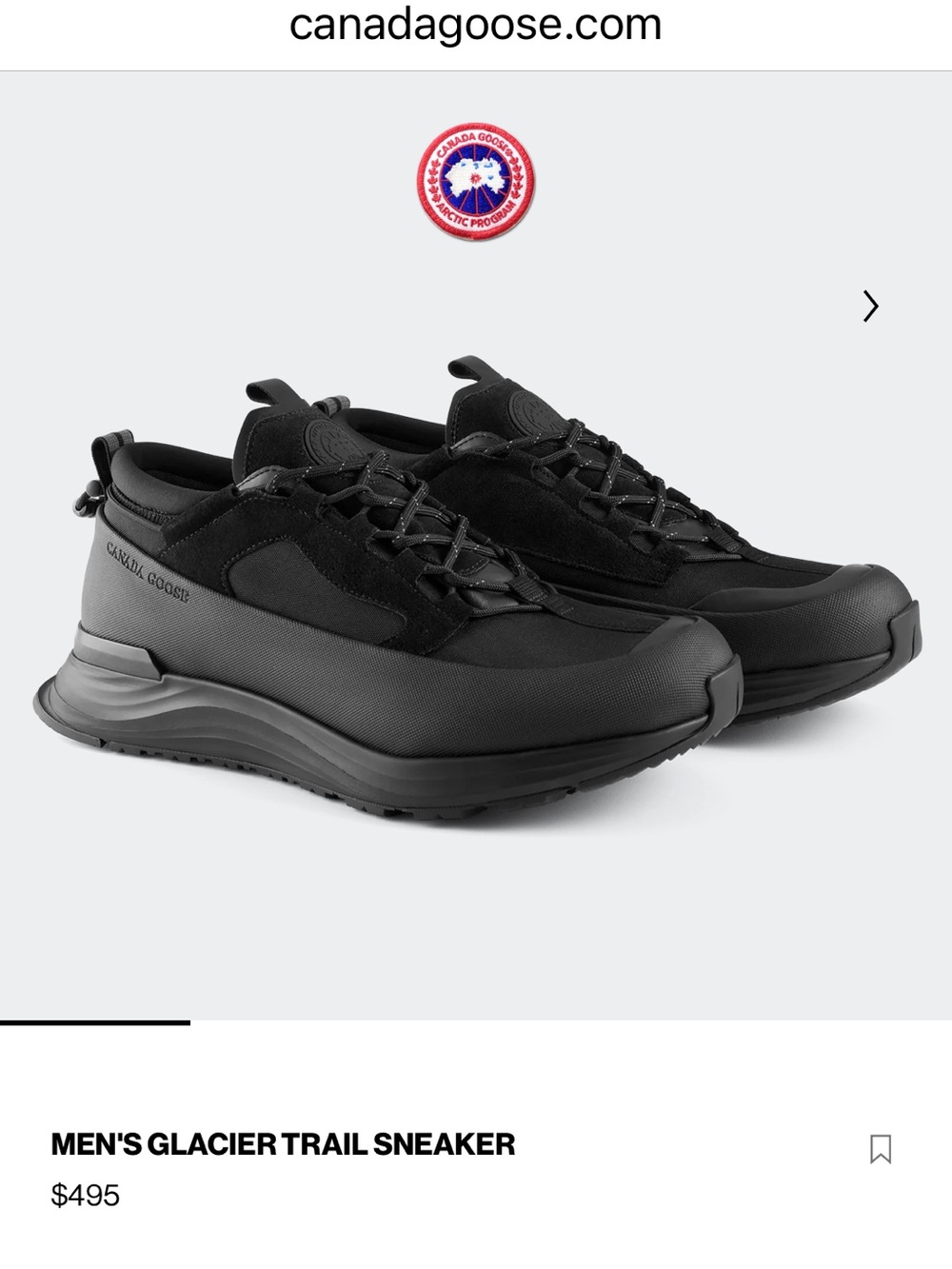 New Canada Goose Glacier Trail Sneaker Black Men’s Size 8.5